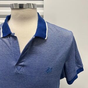 Vilebrequin Men's Blue Heathered Turtle Logo Polo Shirt Size S